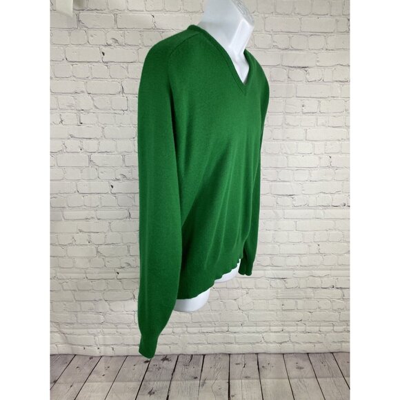 VTG Antigua Of Scottsdale Green V Neck Pullover Long Sleeve Knit Sweater Mens XL - Picture 8 of 9